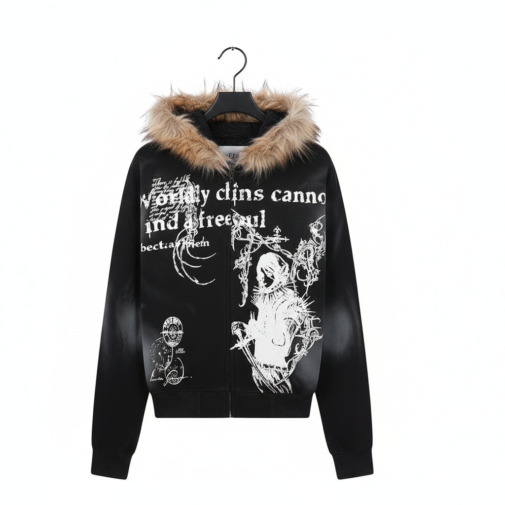 Fur Hoodie Strett Wear